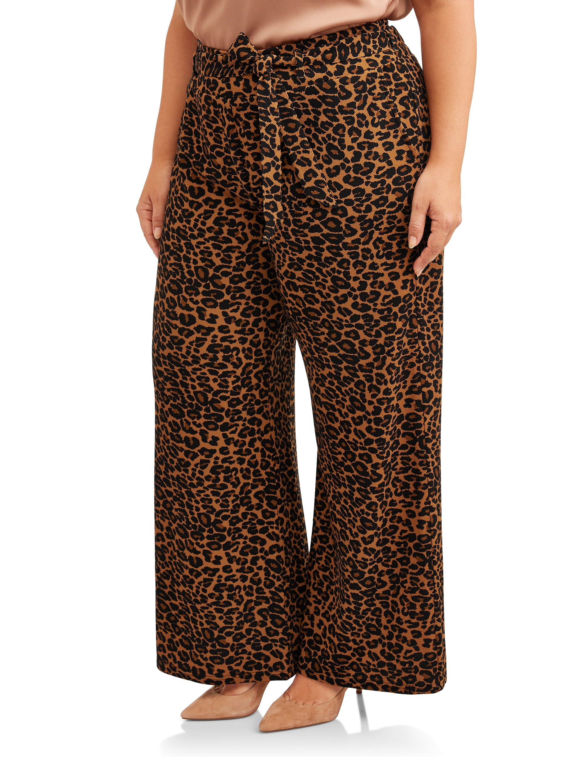 plus size leopard print trousers