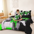 thumbnail image 4 of Homewish Green Modern Abstract 7-Piece Twin Bedding,Aesthetic Artwork Bedding Comforter Set,Black Reversible, 4 of 8
