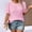 Pink, variant on Sevevn Women's Spring And Summer Leisure Solid Color Pleated Round Neck Casual Loose Short Sleeve Pullover T Shirt
