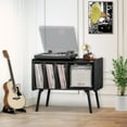thumbnail image 5 of Record Player Stand with Charging Station, Turntable Stand Holds Up to 220 Albums, Vintage Vinyl Record Cabinet with Removable Shelves, Record Player Table for Living Room, Bedroom, Black, 5 of 8
