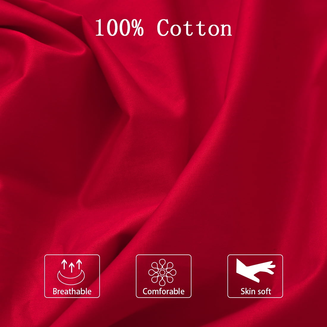 Unique Bargains Egyptian Cotton Zippered Body Pillow Case Cover Red 20" x 54"