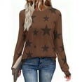 thumbnail image 5 of Stars Tees for Women Full Printed Tops Clothing Crewneck Long Sleeve Pullover Classic-Fit Tees Casual Soft Outfits Spring Fall Clothes Fashion Shirts, 5 of 8