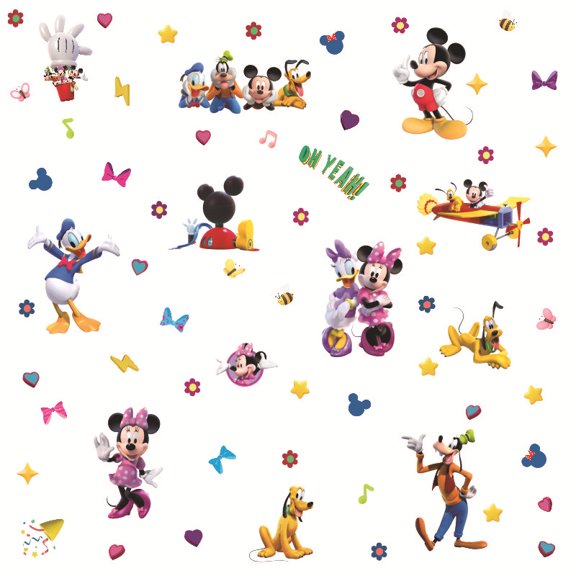 Mickey and Minne Wall Sticker For Bedroom Living Room Nursery Party Decorations Anime Cartoon Background Self-Adhesive Wall Decor Baby Boy Girl Kids Room Wall Mural Decor Poster Gift
