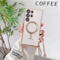 thumbnail image 1 of Adjustable Straps With Phone Case For Magsafe For Samsung S23 S22 Ultra S21 FE Soft Rope Lanyard Magnetic Plating Cases Neckband Gold For Samsung S23, 1 of 6