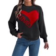 thumbnail image 3 of Valentine'S Day Sweater for Women Heart Woven Knitted Pullover Long Sleeve Woven Knitted Casual Sweater Black XL, 3 of 9