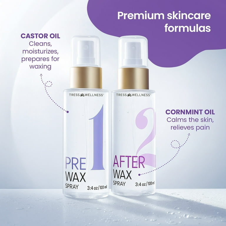 Tress Wellness Waxing Hair Removal Prep and Aftercare Kit, Pre-Wax