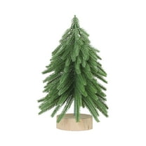 Artificial Christmas Trees 9.44inch Mini Christmas Trees Bottle Brush Trees,Miniature Pine Christmas Tree Tabletop Mini Snow Frost Trees with Wooden Base for Christmas Holiday Decorations