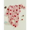 thumbnail image 2 of Suealasg Baby Girl Fall Footies Jumpsuit 1 3 6 Months Newborn Girls Crew Neck Long Sleeve Strawberry Print Full Length Jumpsuit Headband, 2 of 8