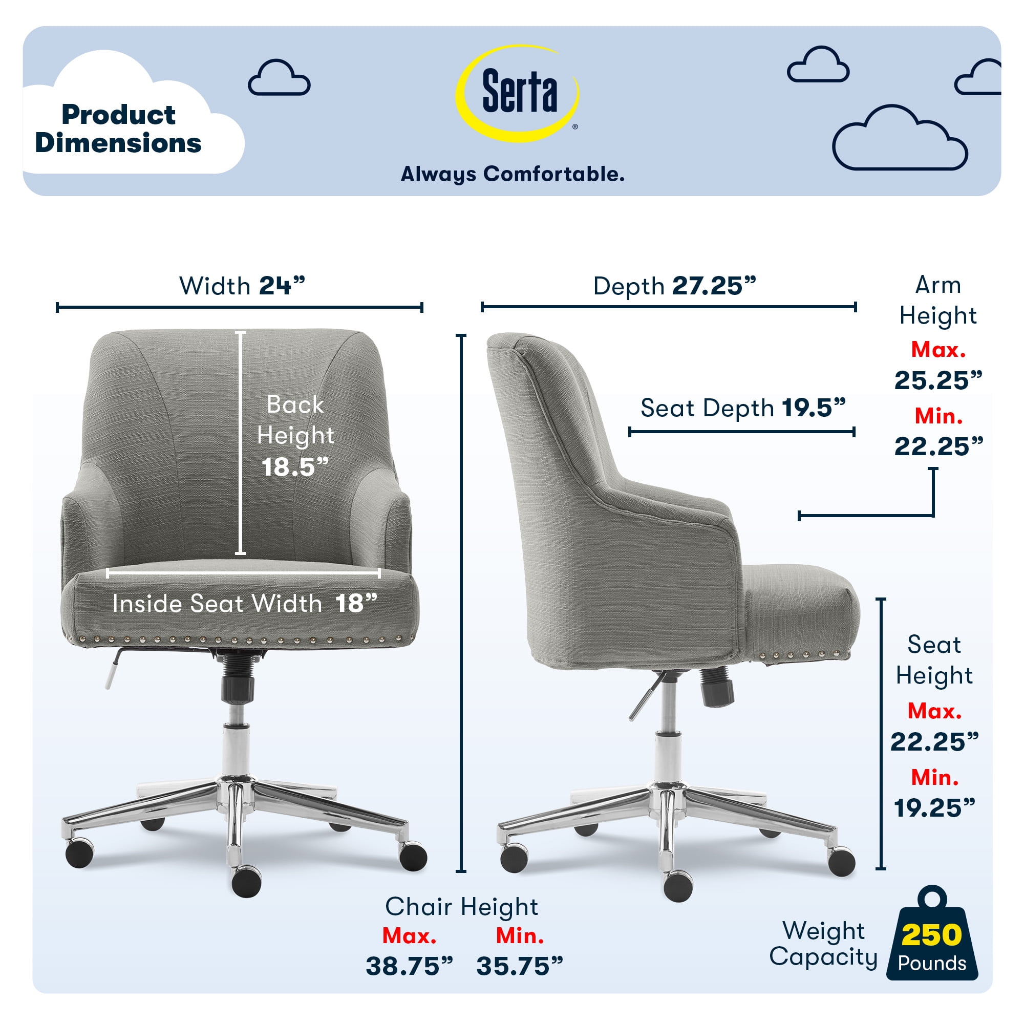 Serta Leighton Home Bonded Leather Mid Back Office Chair GrayChrome - Office  Depot