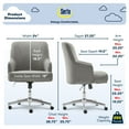thumbnail image 6 of Serta Leighton Home Office Desk Chair Chrome Nailheads Twill Fabric Medium Gray, 6 of 11