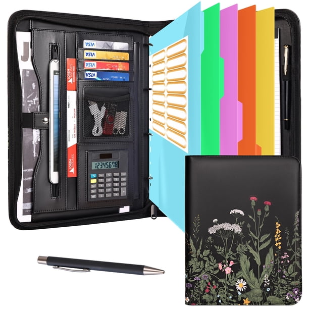 Organizador de portafolios Eshow de piel vegana con cremallera, 28 x 3 x 35 cm