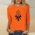 thumbnail image 2 of Dadaria T-Shirt Orange pour Femmes Manches 3/4 Col Rond Grande Taille Attrape-Rêves d'Été m, 2 of 4