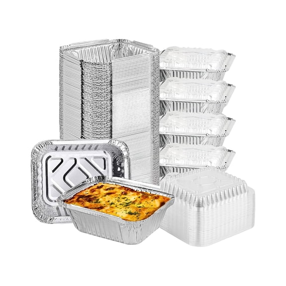 Aluminum Pans With Lids 1LB Oblong Pans with Dome lids- 25
