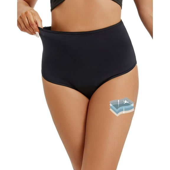 WAXJJDW Menstrual Leakproof Quick-Dry High Waisted Bikini Swimwear Bottoms (Women's)