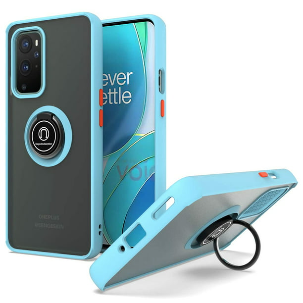 Produktivitet Farvel nul TJS Phone Case for OnePlus 9 (Only fit EU/NA), 360 Degrees Rotating Metal  Ring Magnetic Support Kickstand Cover (Light Blue) - Walmart.com