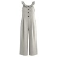 thumbnail image 4 of SONXAHE Womens Ruffle Jumpsuit Button Front Closure Baggy Wide Leg Casual Bottoms, 4 of 5