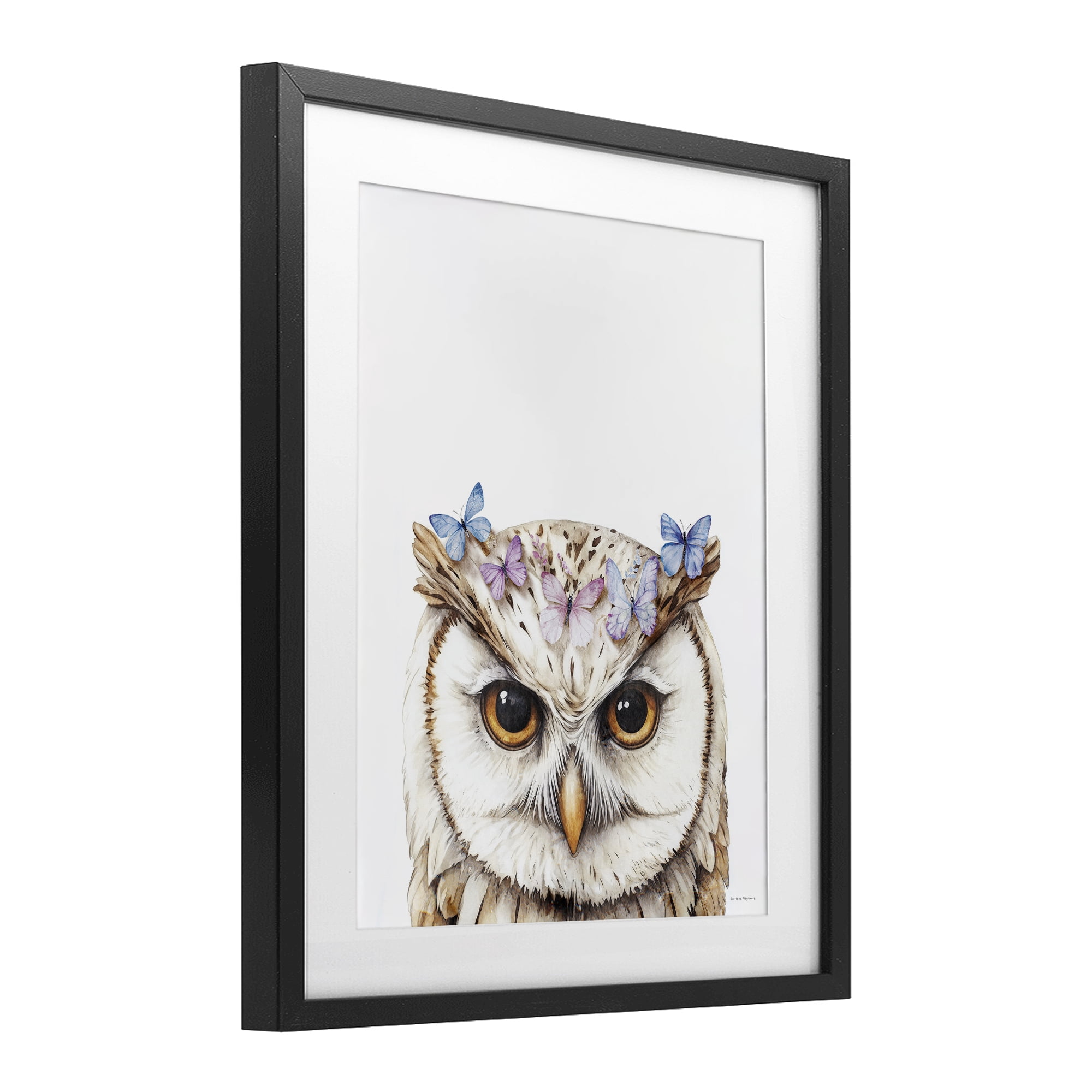 Stupell Industries Owl & Butterfly Wings Black Framed Print Under Glass, design by Svetlana Aleynikova