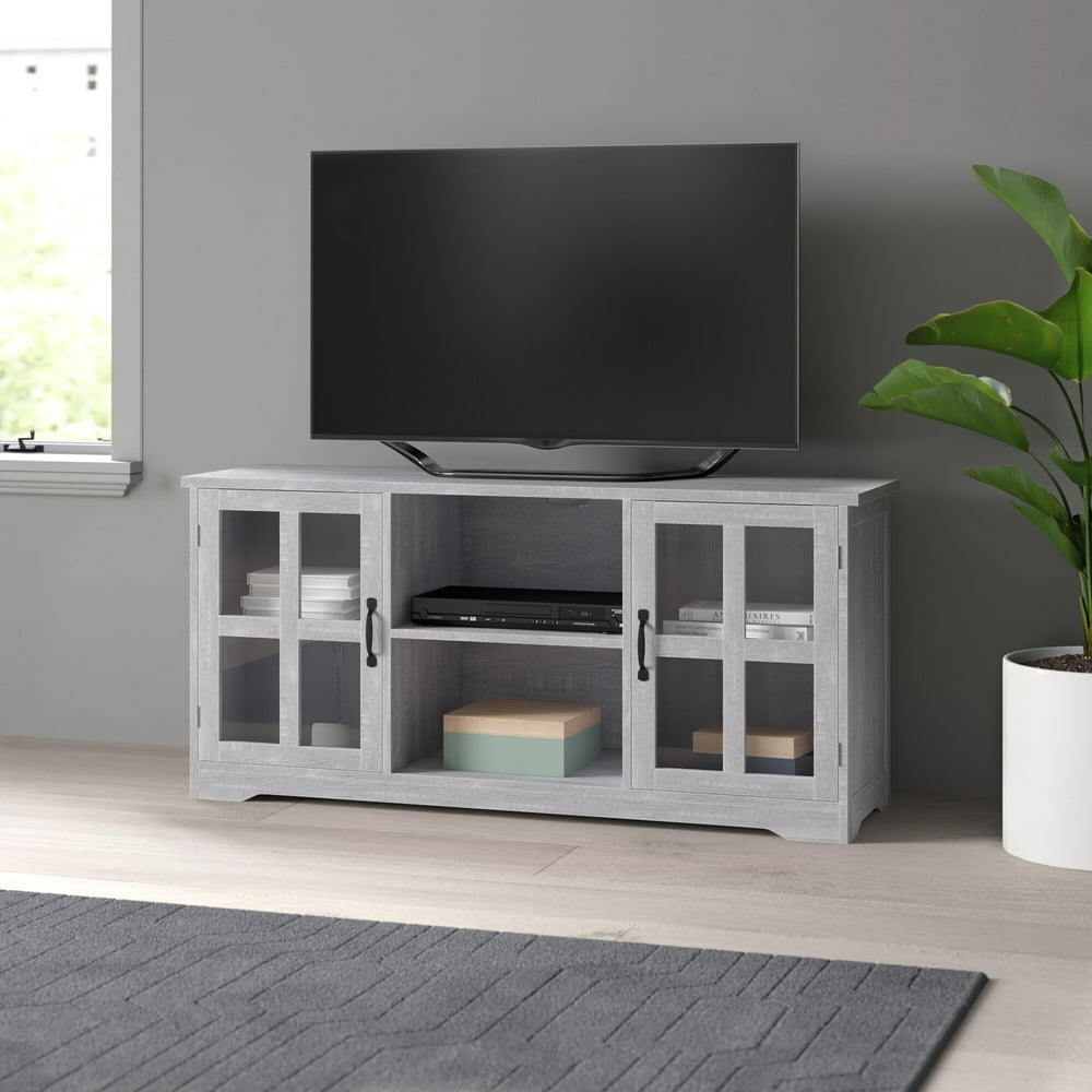 BELLEZE Cori 52 Inch TV Stand Wood And Glass Console For TVs Up To 60