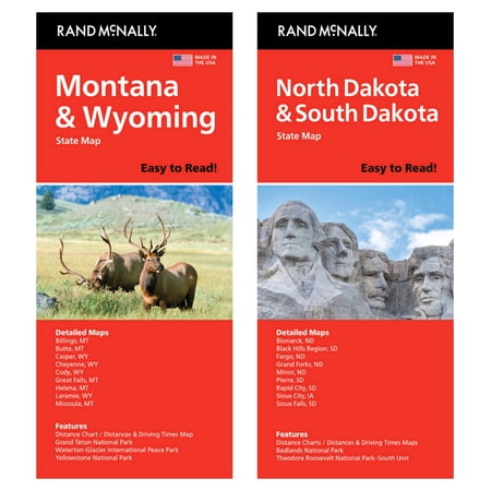 Rand McNally State Maps: Montana/Wyoming and North Dakota/South Dakota (2 Maps)