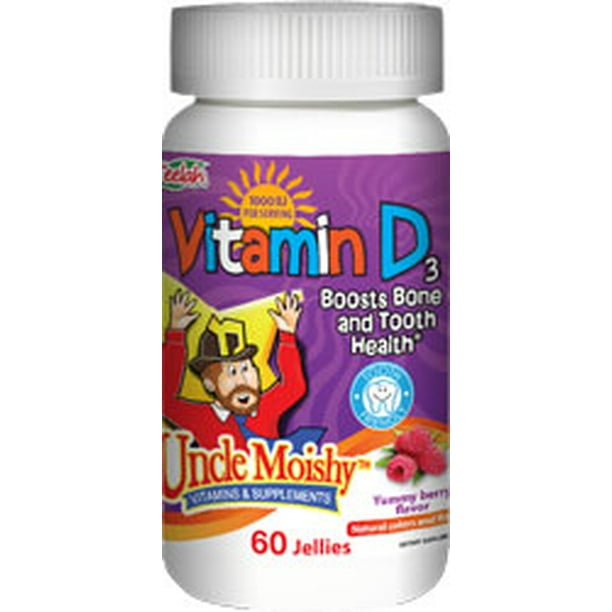 Uncle Moishy Kosher Vitamin D3 1000 IU Chewable Gummies Berry Flavor 60 Jellies Walmart