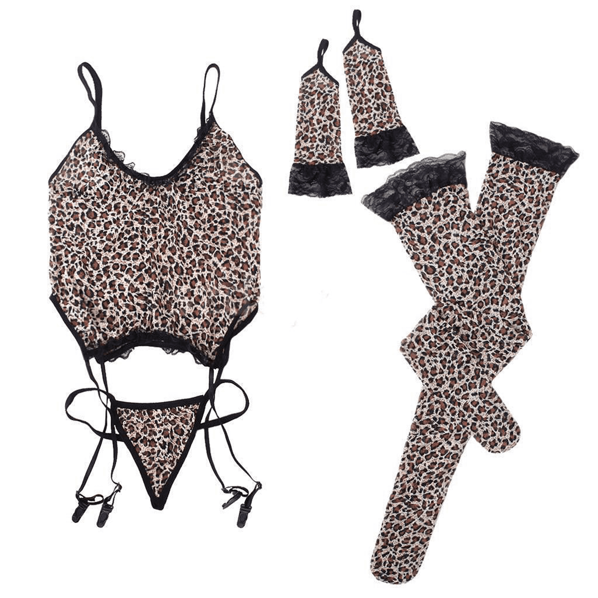 Bagilaanoe - 6 Pcs Set Womens Animal Print LEOPARD Lingerie Erotic Bagilaanoe - 6 Pcs Set Womens Animal Print LEOPARD Lingerie Erotic