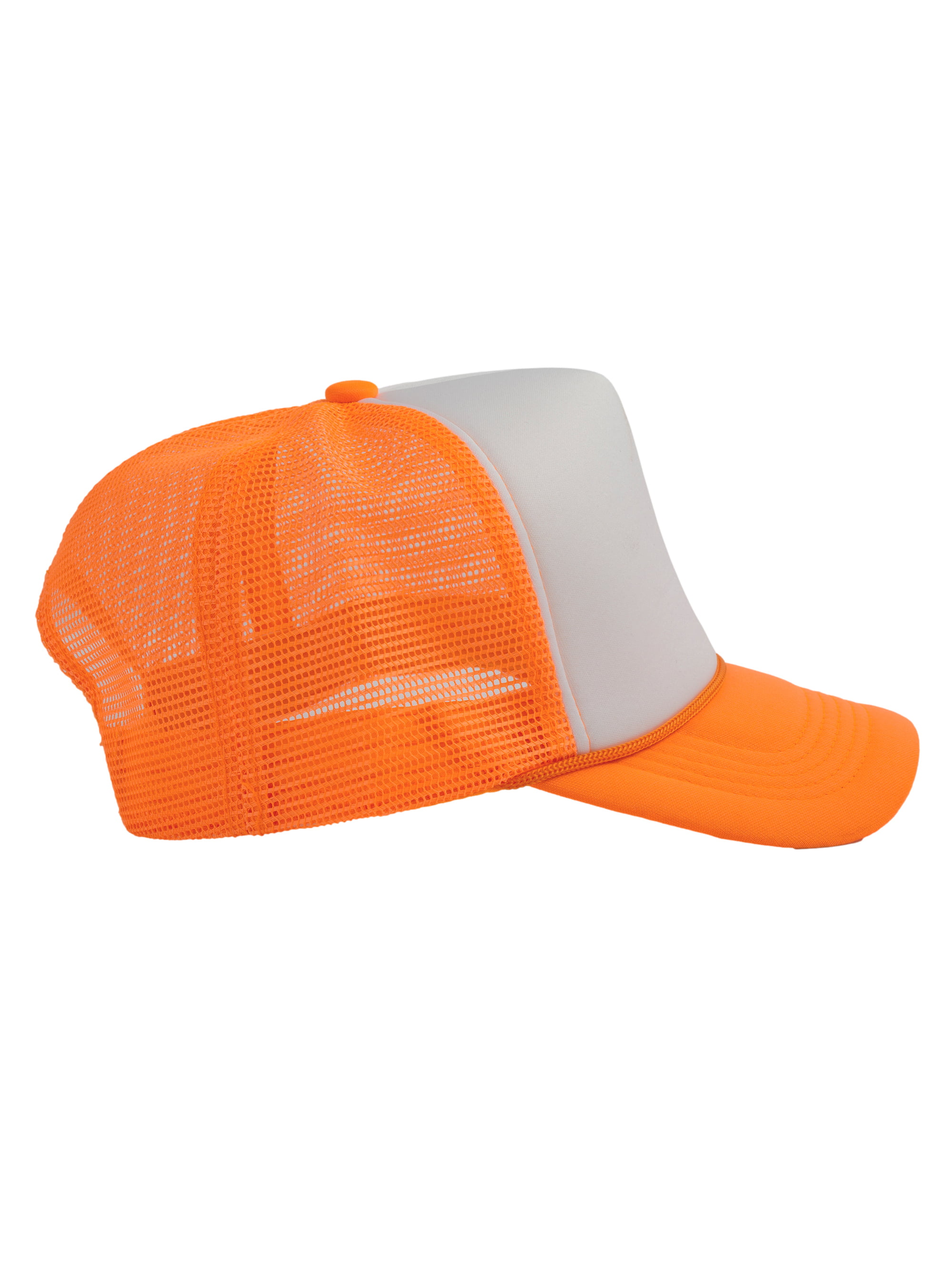 Top Headwear Blank Trucker Hat - Mens Trucker Hats Foam Mesh Snapback White/Neon  Orange