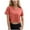 Watermelon Red, variant on OSOLU Solid Color Women Casual V-Neck Short Sleeve Solid Color Basic Crop Tops T-Shirt Tshirts Tee Summer Tops Breathable Dailywear