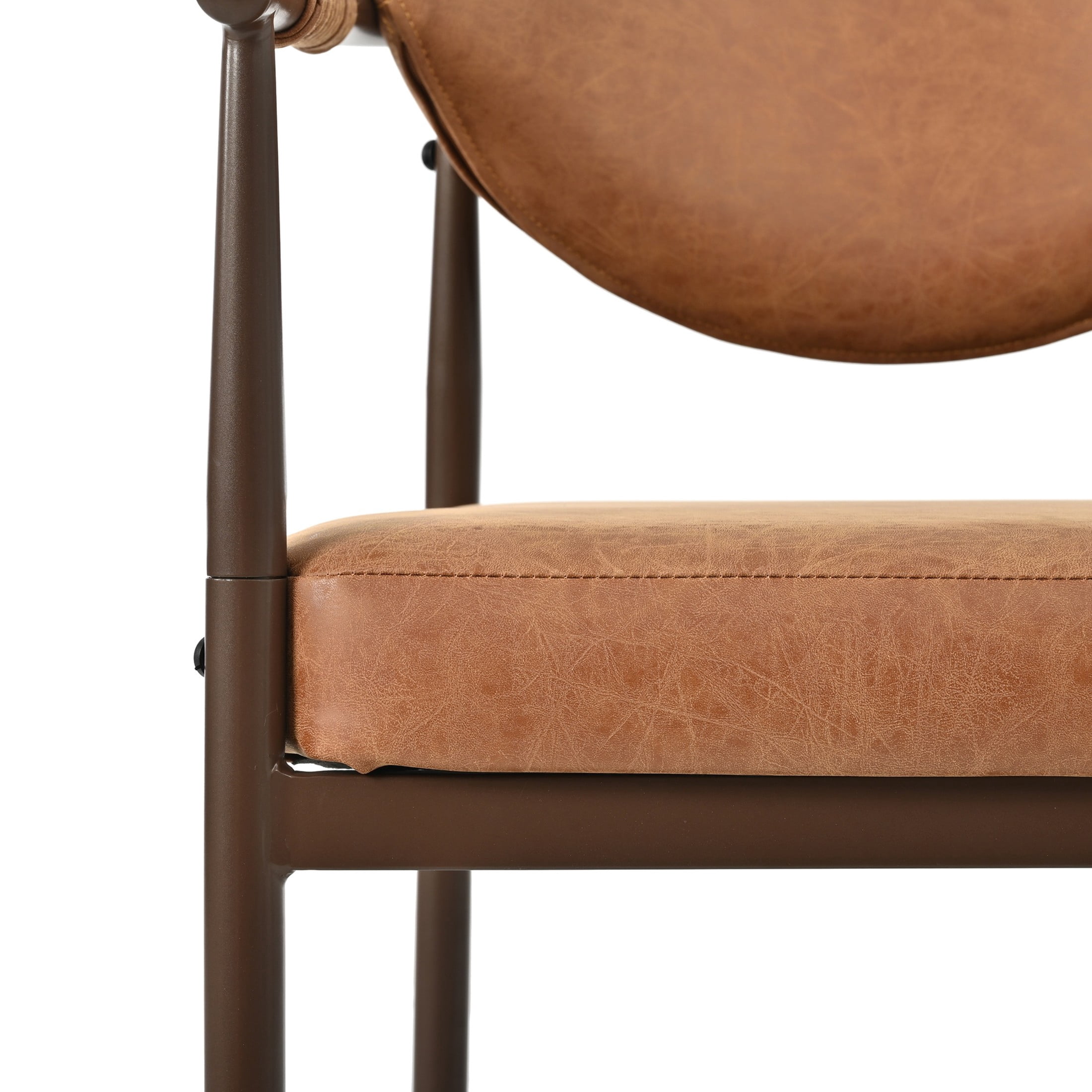 Christopher Knight Home Vintage PU Leather Counter Stools with Iron Frame, Reddish Brown, Set of 2