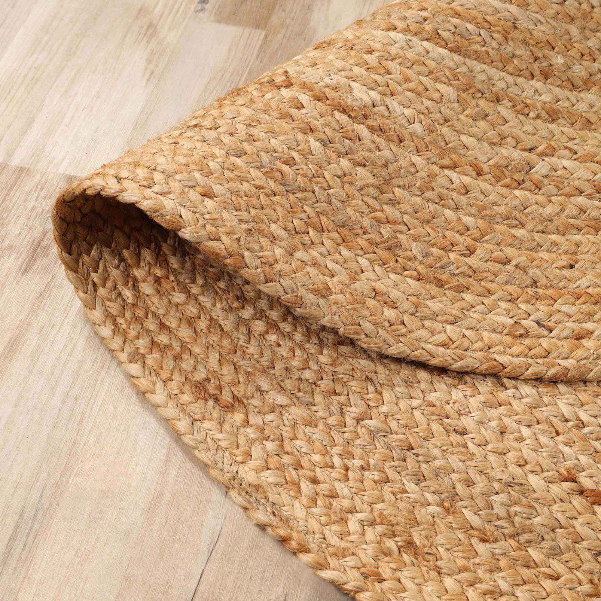 Superior Braided Jute Handwoven Area Rug, Reversible Indoor Outdoor Rugs, 8' x 10' Oval, Natural Tan