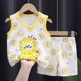 thumbnail image 2 of JUMEYU Summer Pajamas Toddler Boy Kid Little Boys Pajamas Toddler Boys Clothes Sleepwear Cotton 2 Pieces Pjs Kids Jammies Sets 9 18 Months (Light Yellow,9-18 Months), 2 of 4
