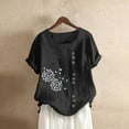 thumbnail image 2 of Pompotops Womens Casual Loose Button Linen Plus Size Print Boho Tanic Shirt Blouse Tops, 2 of 4