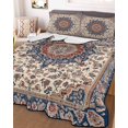 thumbnail image 3 of Quilts Full Size, Blue Beige Boho Soft Comforter Bedding Set for Bed, Vintage Ethnic Geometric Abstract Lightweight Quilted Bedspread with Pillow Cover(2 Pieces) for All Season, 78x90 Inch, 3 of 6
