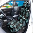 thumbnail image 3 of Uourmeti Teal Cactus Geometric Pattern Sweat Carseat Protector Universal Terry Cloth Car Seat Cover, Machine Washable Soft Car Seat Towel Cover Fit for Trucks Vans SUVs, 3 of 7