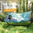 thumbnail image 5 of Zupapa Double Outdoor Hammock with Stand, 2 Persons Cotton Rope Hammock with Polyester Pad and Pillow for Backyard Porch Patio Garden, 5 of 8