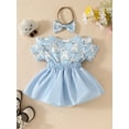 thumbnail image 2 of HWJAD My 1st Easter Outfit Newborn Baby Girl Infant Girls Bunny Short Sleeve Romper Jumpsuit Dress Headband Summer Outfits, 2 of 8