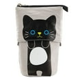 thumbnail image 1 of Estuche de pie estilo gato negro telescópico de lona premium con cremallera y alisado para papelería y cosméticos., 1 of 12
