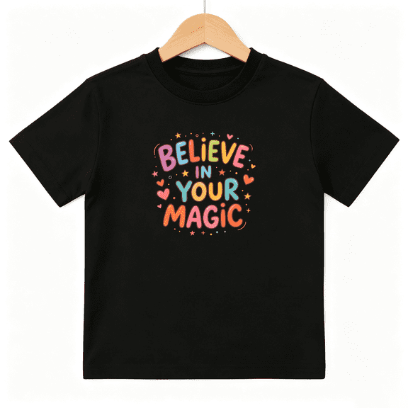 Believe in Your Magic Girls Graphic Tee Inspirational Positive Quote 100% Cotton Kids Short Sleeve T-Shirt 4-13Y