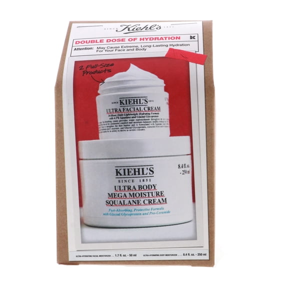 Kiehl's Double Dose of Hydration Skincare Set (Ultra Facial Cream 1.7 oz, Ultra Body Mega Moisture 8.4 oz)