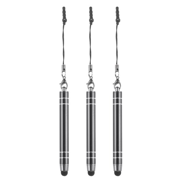 Unique Bargains 3 Pcs Stylet Métallique à Écran Tactile Stylet Rétractable en Alliage d'Aluminium Mini Stylos Capacitifs, Gris