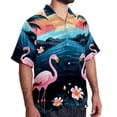 thumbnail image 2 of Flamingo Tropical Rainforest Men's Short Sleeve Poplin Shirt, Button Down Casual Summer Beach Printed Unisex Shirt, 2 of 6