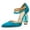 Blue, variant on FSJ Women Sexy Crystal Sturdy Block High Heels Pumps Pointed Closed Toe Ankle Strap Adjustable Double Buckle Strap D'Orsay Sandals Party Wedding Shoes Size 8 Green