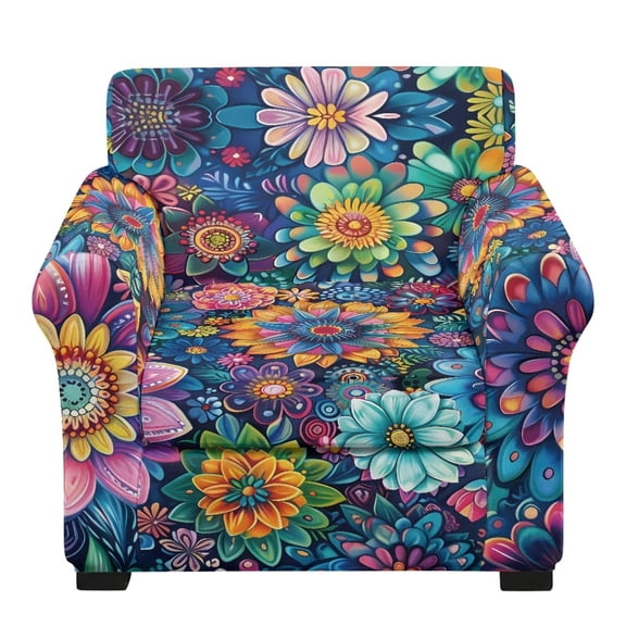 Eheartsgir Multicolor Wildflower Armchair Slipcovers 2 Piece Elastic Fit Chair Covers with Arms Stretch Chair Slipcovers Furniture Protector Elastic Bottom for Living Room