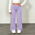 thumbnail image 2 of SGFCWSX Girls Yoga Pants, High Waist Stretchy Wide Leg Soft Casual School Comfy Leggings Purple Size 10, 2 of 9