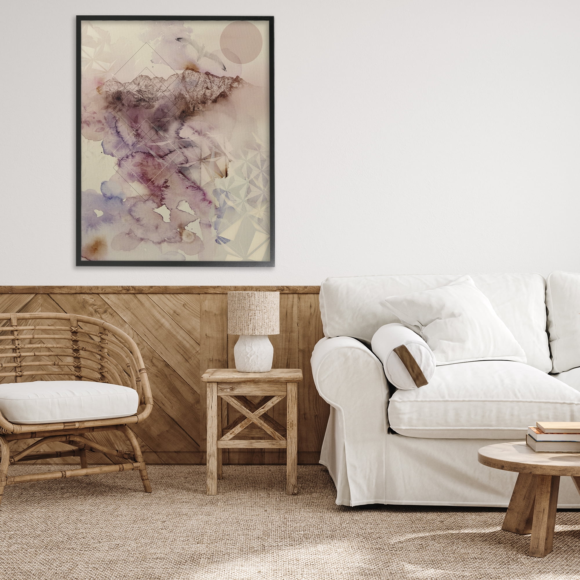 Stupell Industries Dust Abstract with Geometrics Black Framed Giclee Art, design by Gemma Bardot
