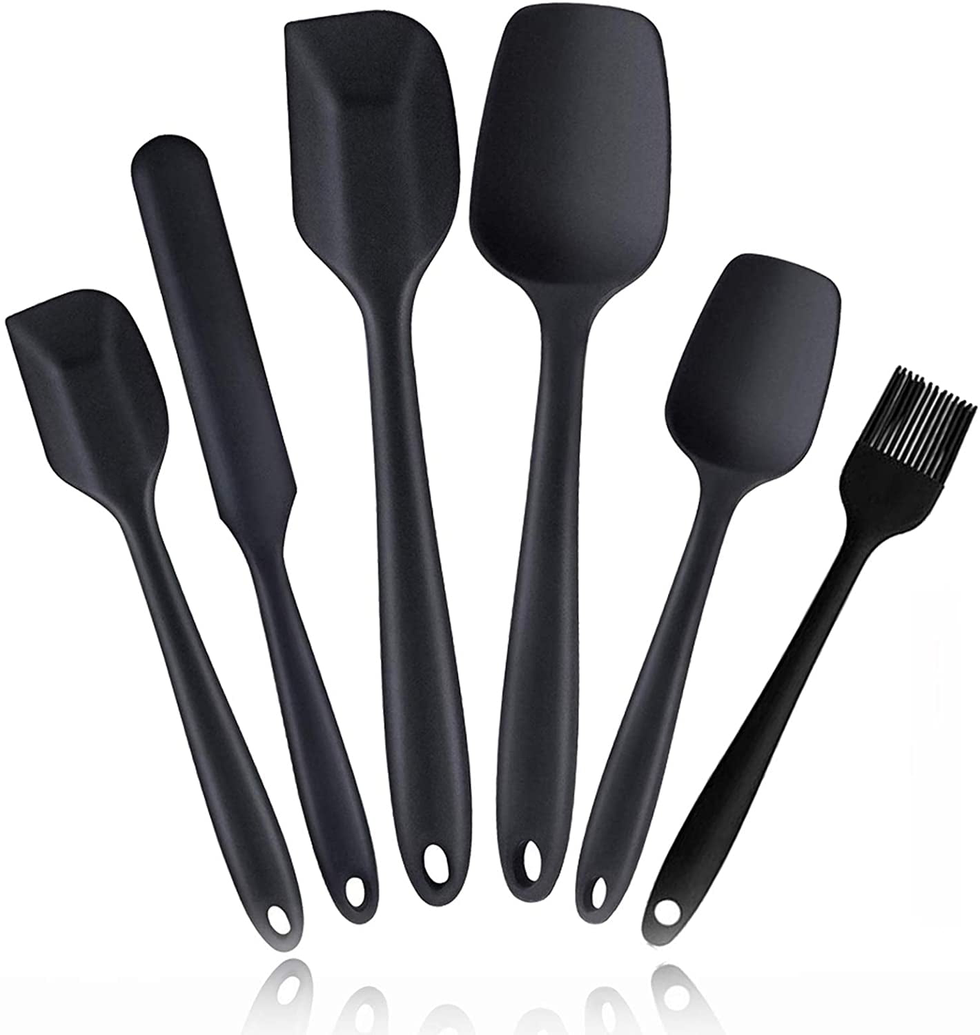 Heat Resistant Silicone Spatulas Set 6pcs, Seamless Design NonStick Mixing Spatulas with