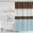 thumbnail image 4 of Blue Brown Morocco Waterproof Fabric Shower Curtain,Geometric Stripes Aqua Stitching Waterproof Fabric Shower Curtain for Bathroom Curtains Bathtubs Hotel Shower Curtains with 12 Hooks Long 72x78in, 4 of 8
