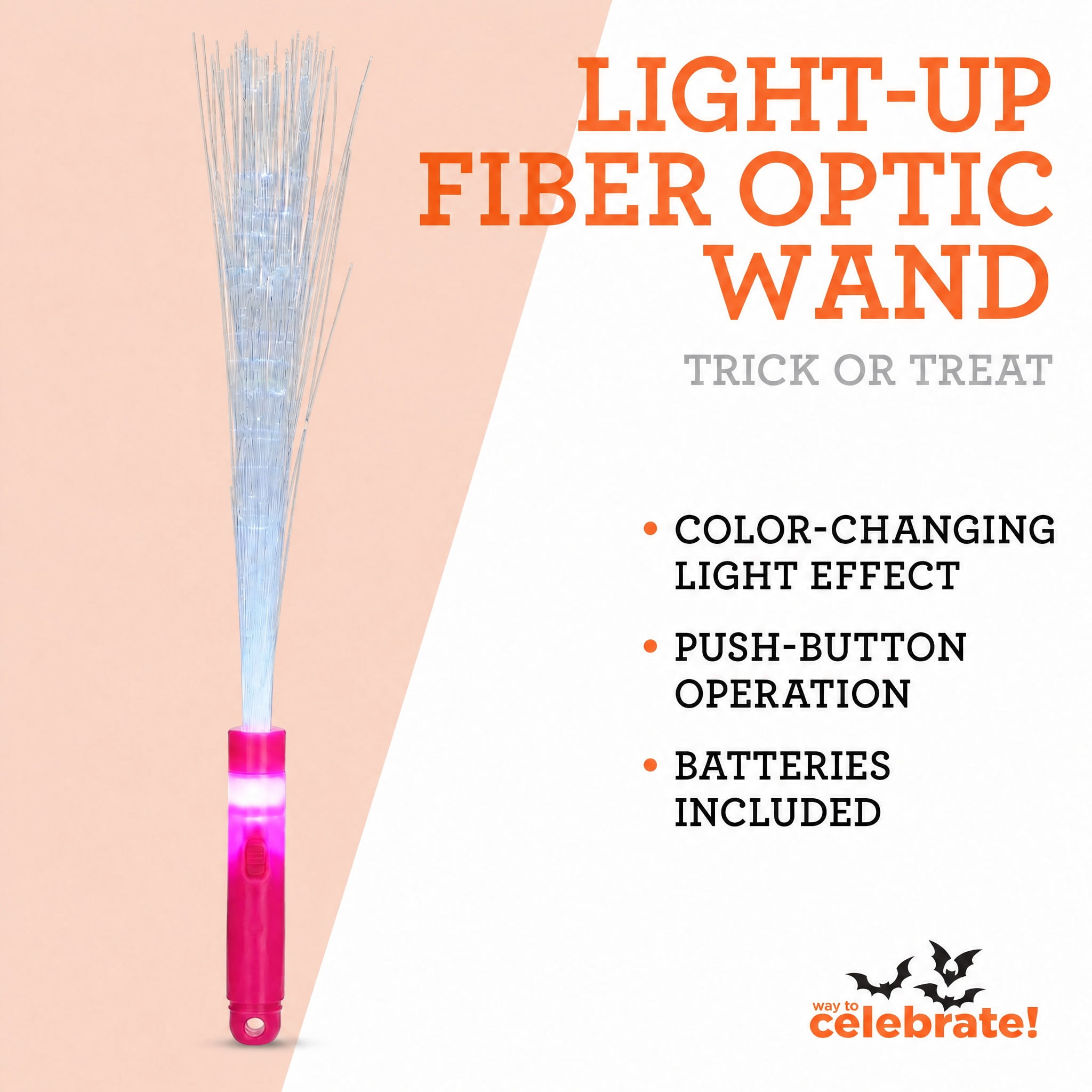 Light-Up Fiber Optic Wand, Pink, Halloween by Way To Celebrate