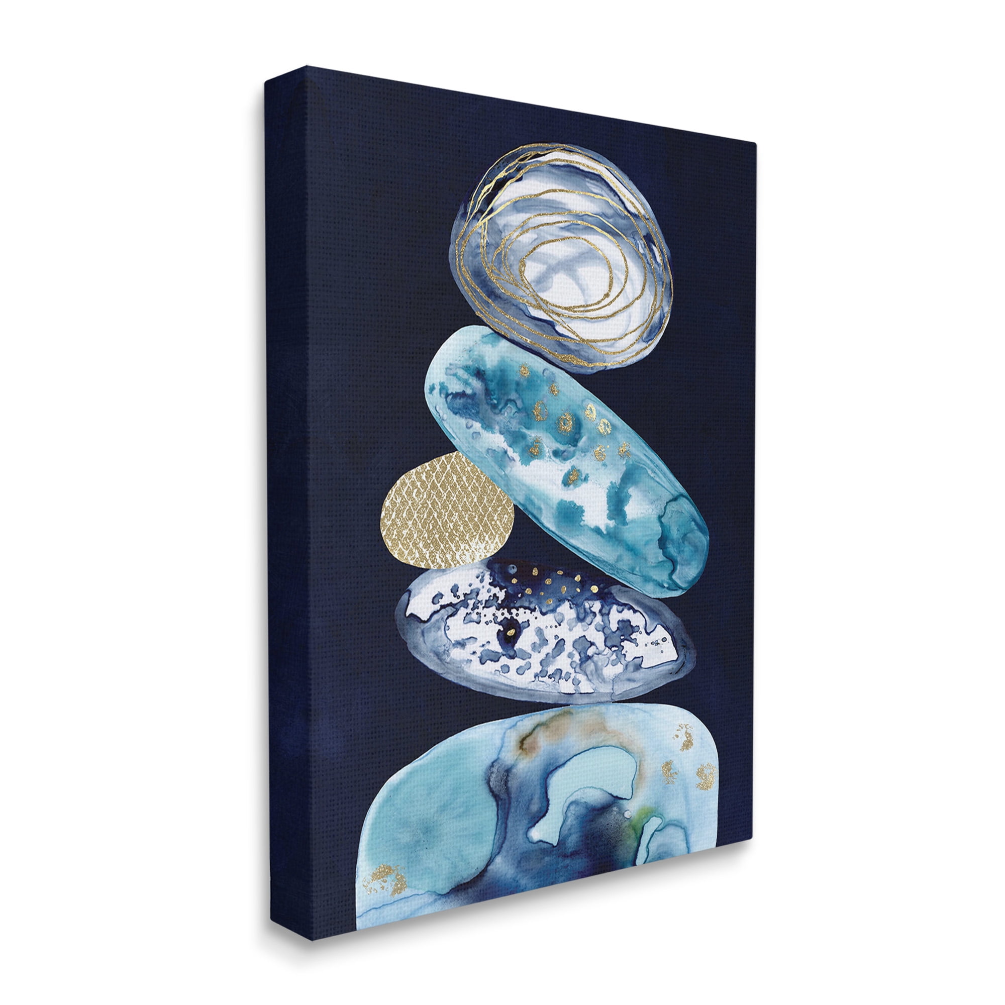 Stupell Industries Patterned Stacked Pebbles Landscape Painting Gallery Wrapped Canvas Art Print Wall Art, 36 x 48