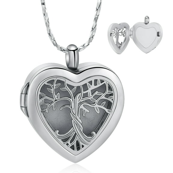Tree of Life Urn Necklaces for Ashes Cremation Jewelry Heart Locket That Holds Pictures for Women Men Ashes Necklace Keepsake Memorial Ash Jewelry