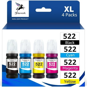 522 Ink Bottle Compatible for Epson 522 Ink Bottles Work for Epson Ecotank ET-2803 ET-4800 ET-2800 Printers(4 Pack)